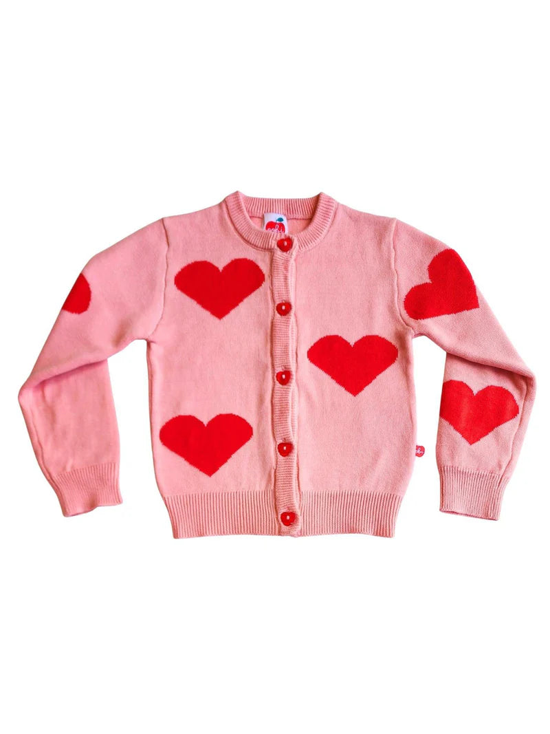 Maxine Pink with Red Hearts Cardigan