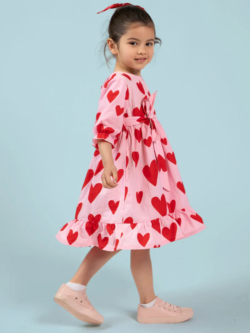 Big Heart Girl's Midi Dress