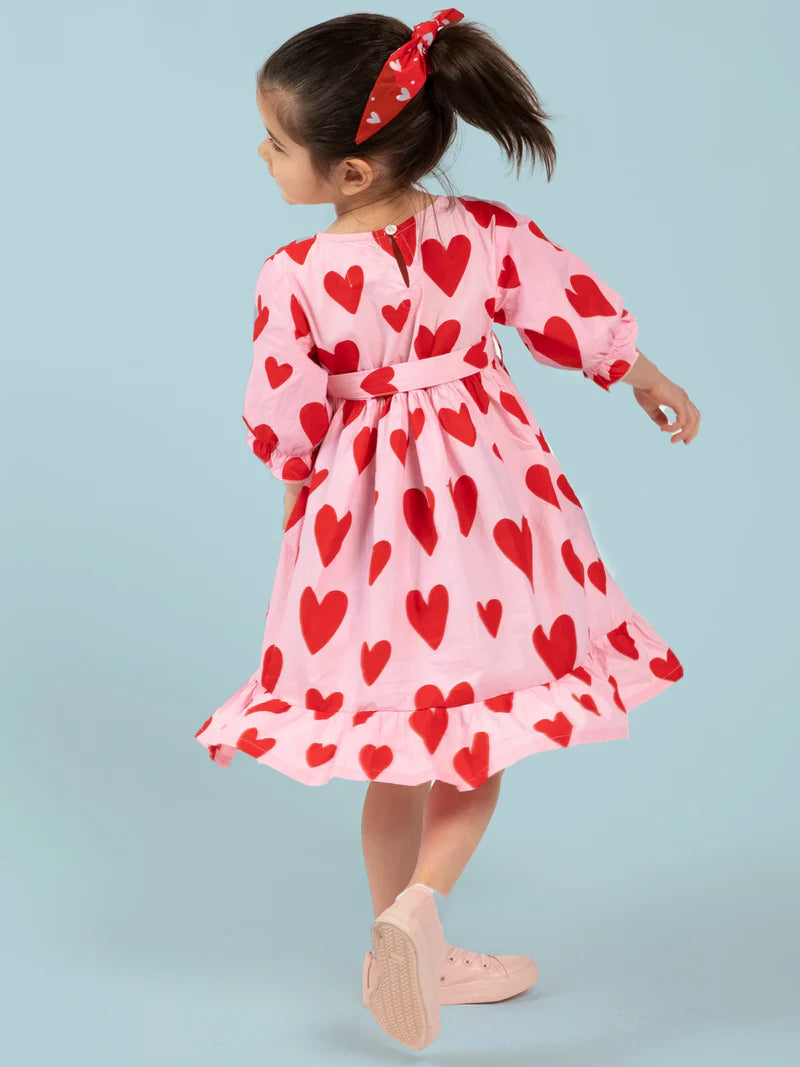 Big Heart Girl's Midi Dress