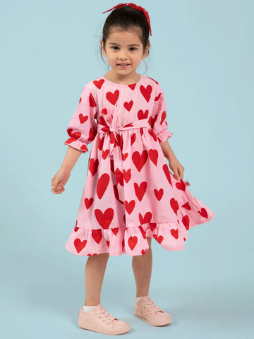Big Heart Girl's Midi Dress
