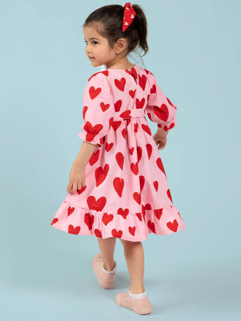 Big Heart Girl's Midi Dress