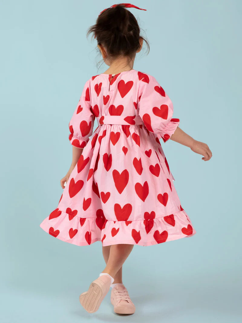 Big Heart Girl's Midi Dress