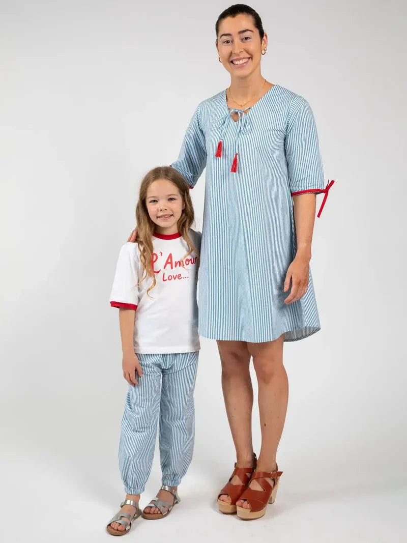Blue Stripe Balloon Pants