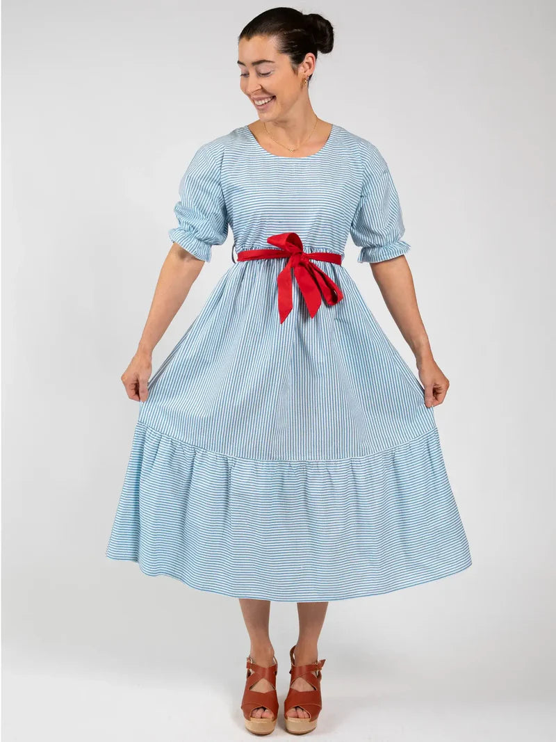 Women's Blue Stripe Maxi Dress