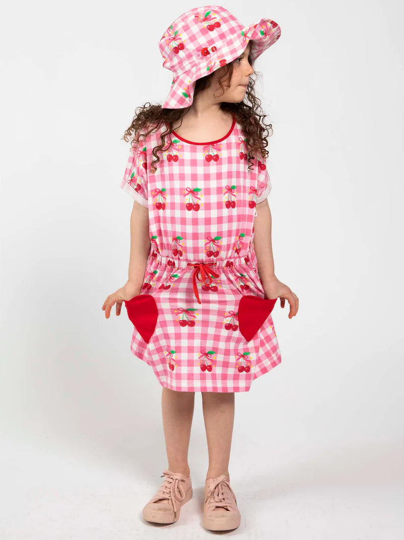 Cherry Gingham Ponytail Hat