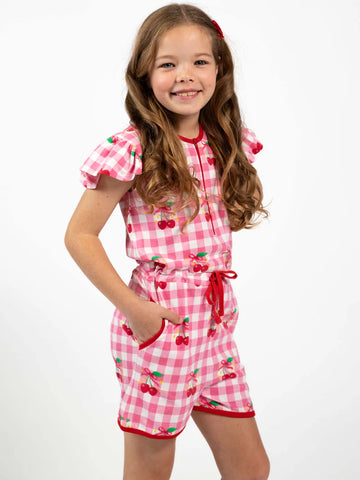 Cherry Gingham Jersey Playsuit
