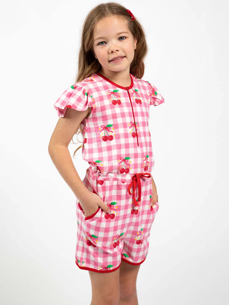 Cherry Gingham Jersey Playsuit