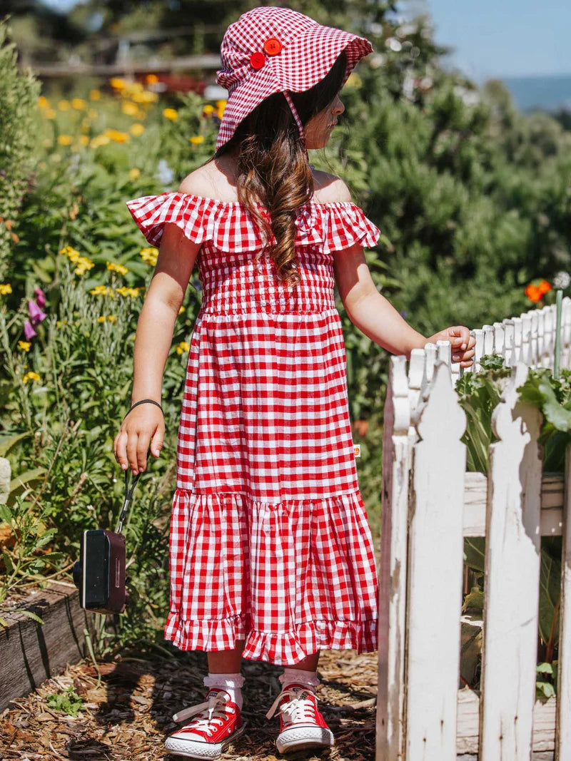 Red Gingham Baby Hat
