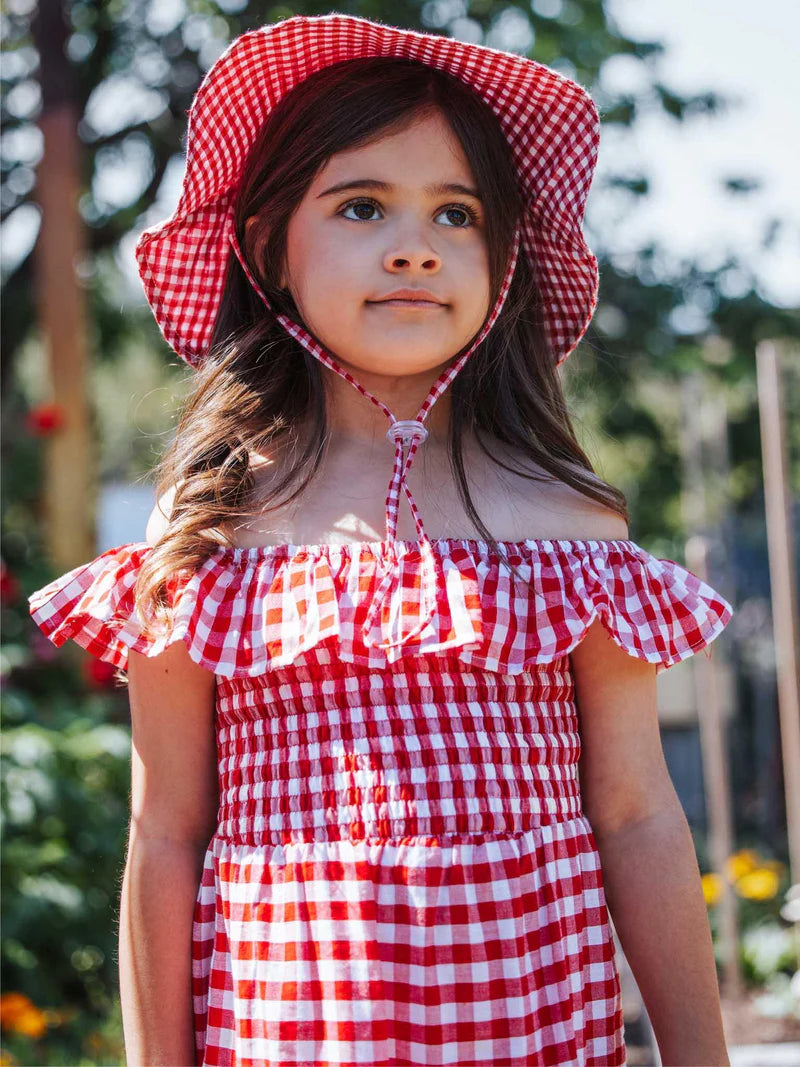 Red Gingham Baby Hat