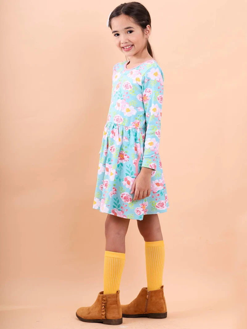 Emily Blue Watercolour Jersey Dress