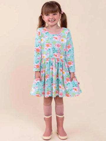 Emily Blue Watercolour Jersey Dress