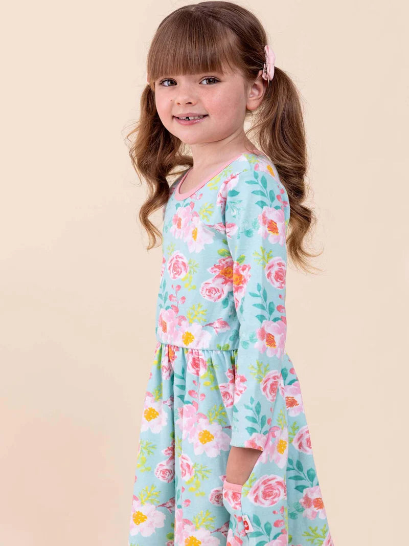 Emily Blue Watercolour Jersey Dress