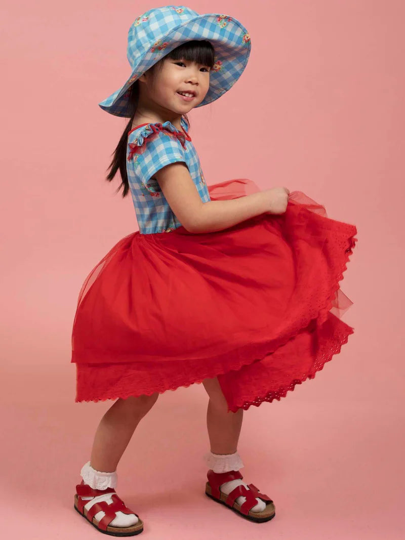 Floral Gingham Ponytail Hat