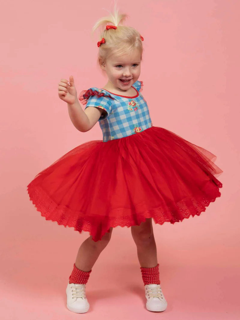 Floral Gingham Tutu Dress