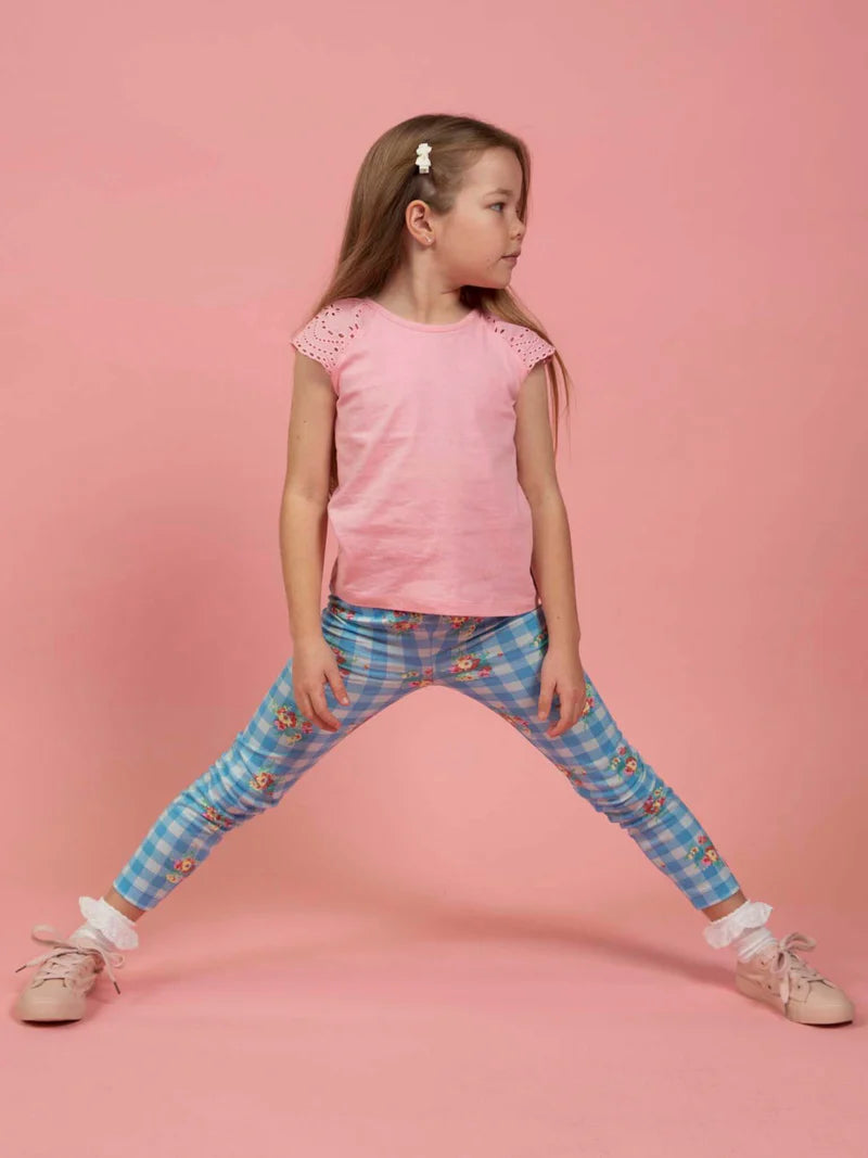 Floral Gingham Jersey Leggings