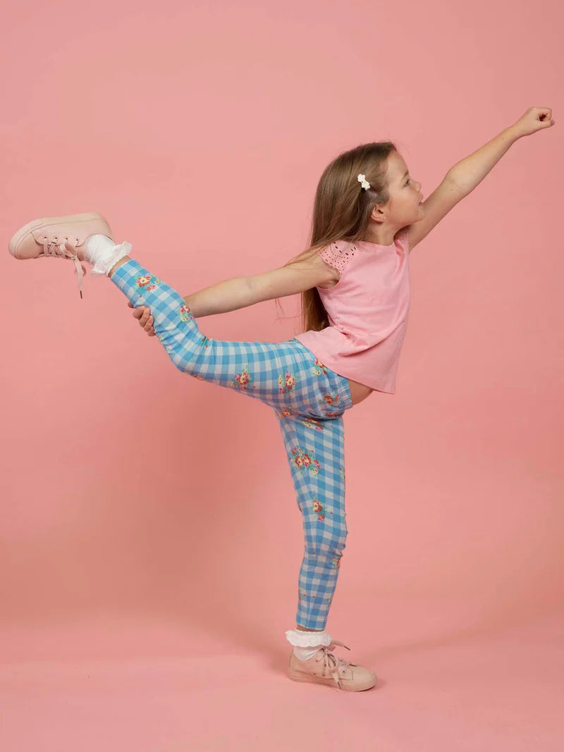 Floral Gingham Jersey Leggings