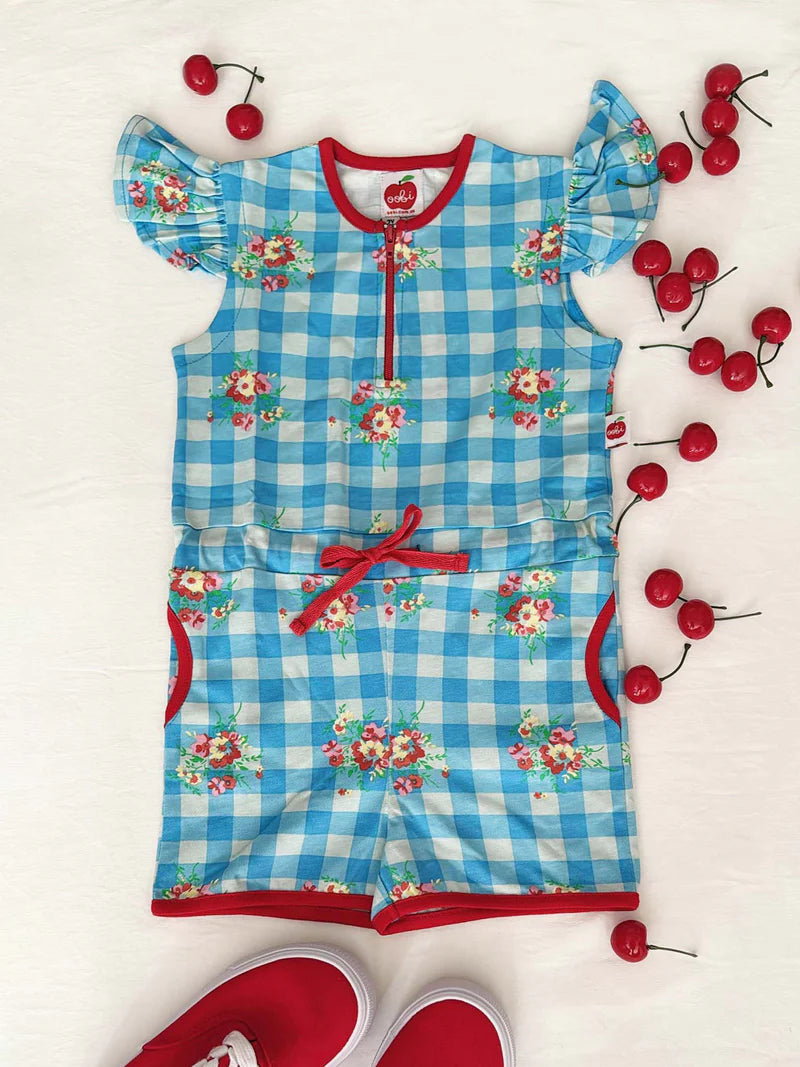 Floral Gingham Jersey Playsuit