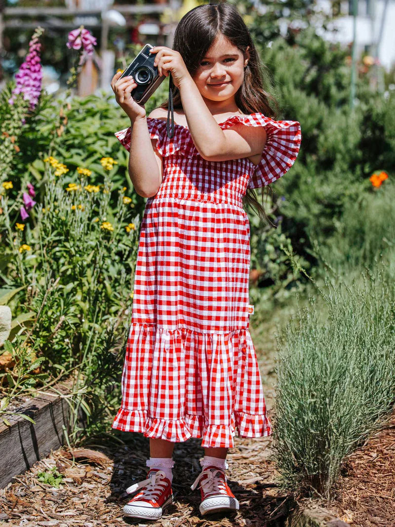 Red Gingham Garden Party Dress