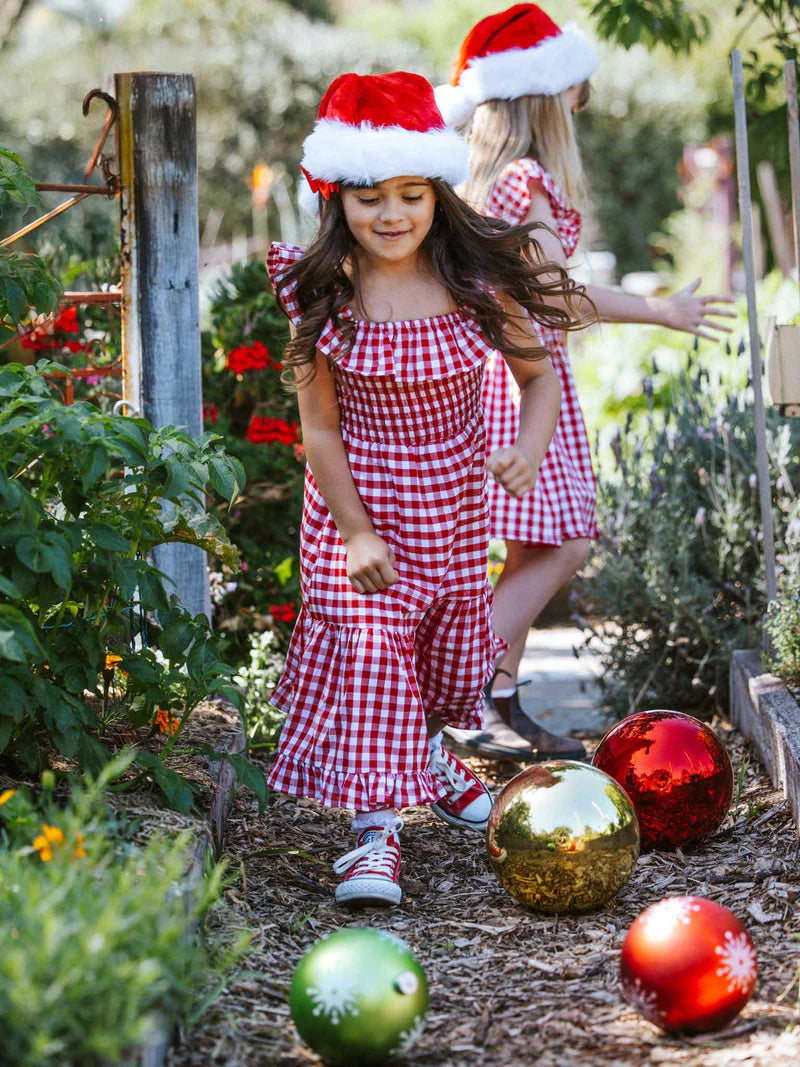 Red Gingham Garden Party Dress