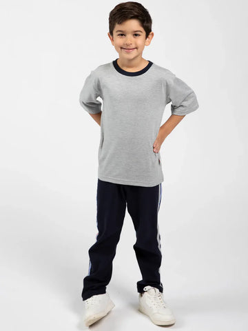 Grey Marle Tee with Navy Binding 3078