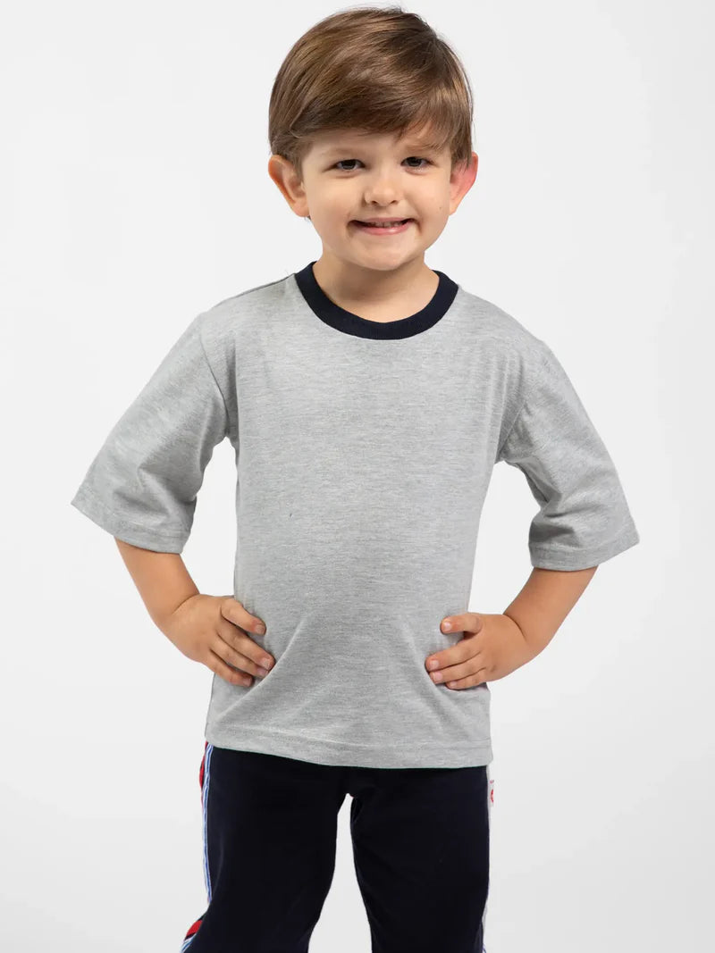 Grey Marle Tee with Navy Binding 3078
