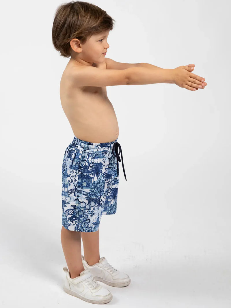 Kyoto Print Drawstring Tie Shorts