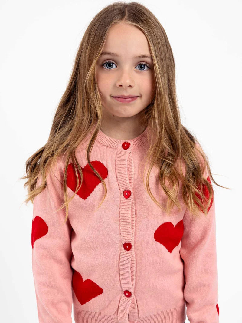 Maxine Pink with Red Hearts Cardigan
