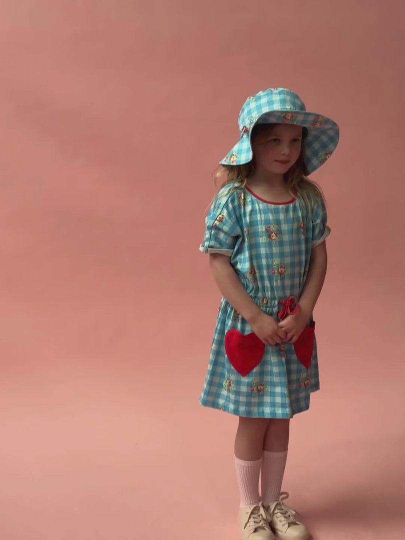 Floral Gingham Ponytail Hat