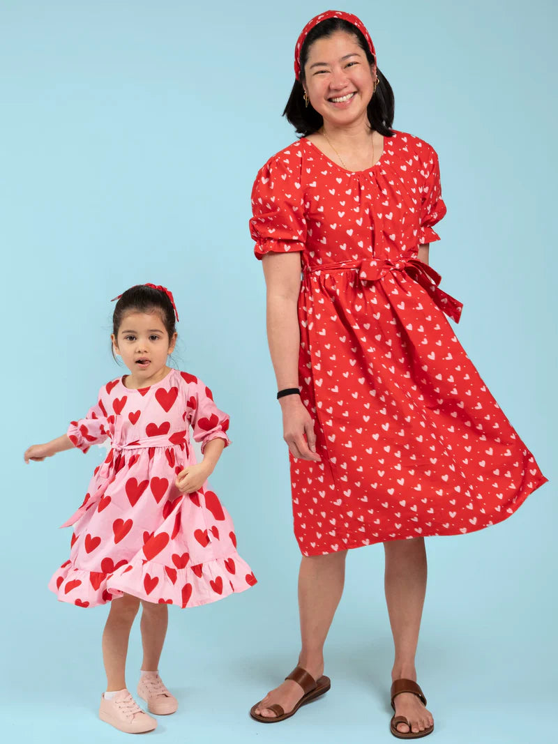 Big Heart Girl's Midi Dress