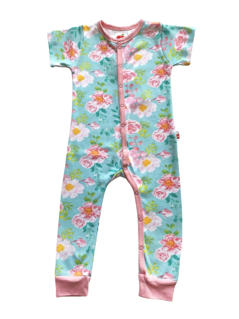 Misha Blue Watercolour Short Sleeve Romper