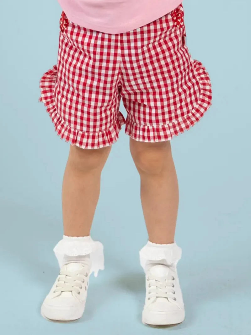 Red Gingham Ruffle Shorts