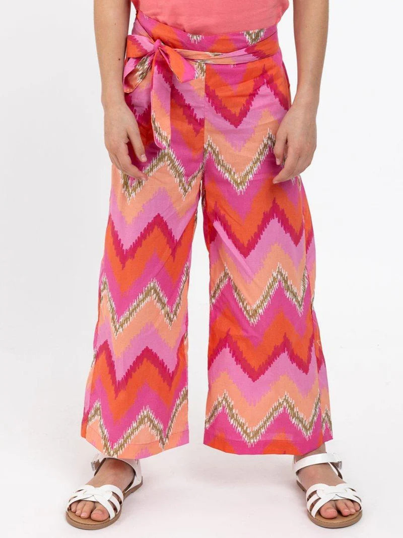 Golden Ikat Wide-Leg Pants