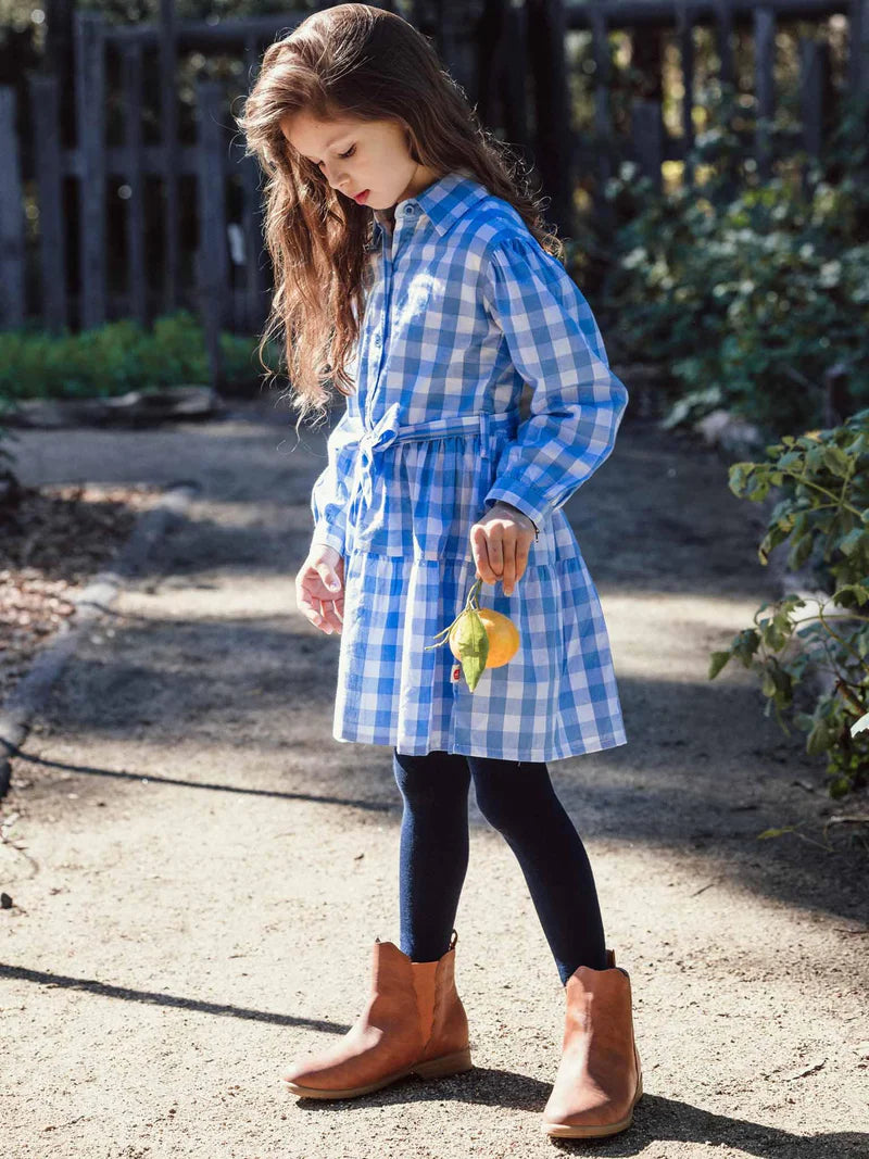 Blue Gingham Shirt Dress
