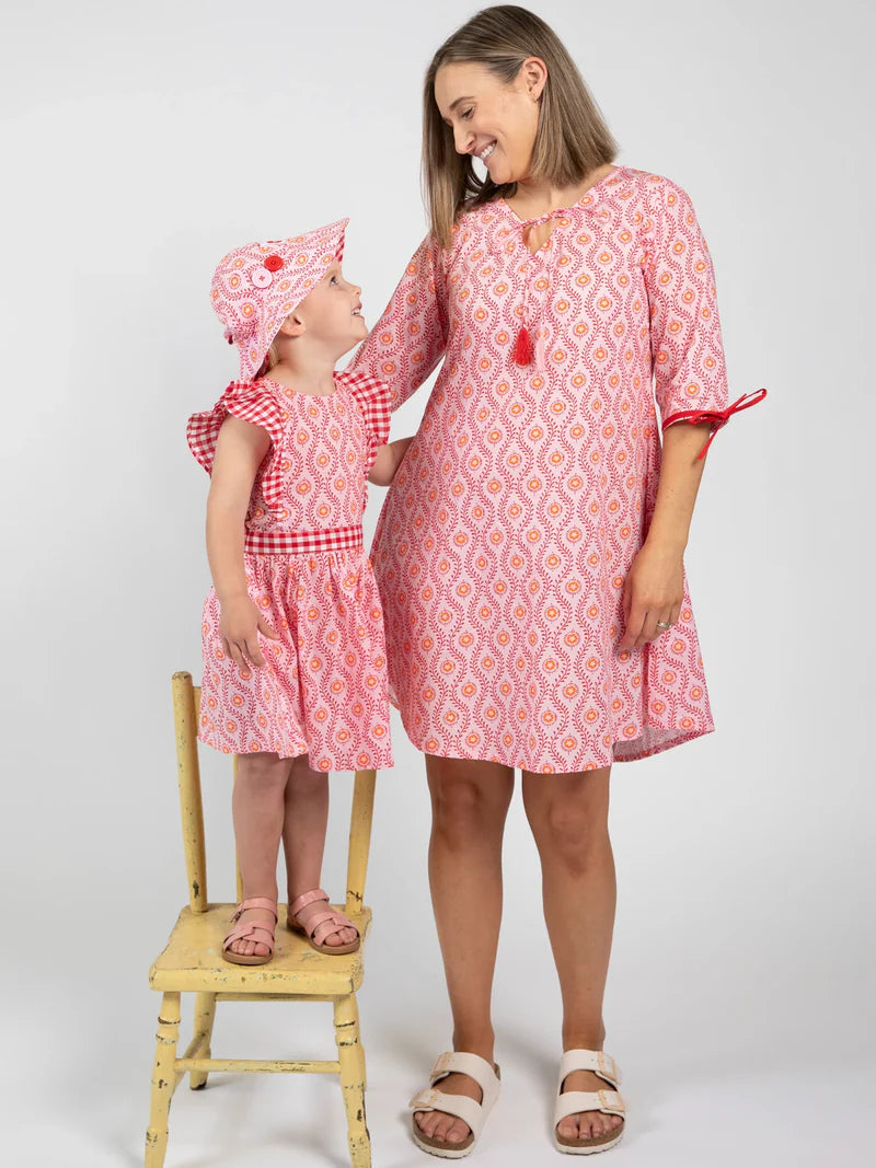 Woodblock Flower Chloe Ponytail Hat