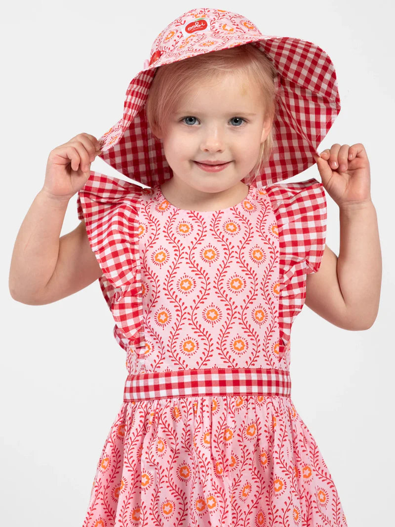 Woodblock Flower Chloe Ponytail Hat