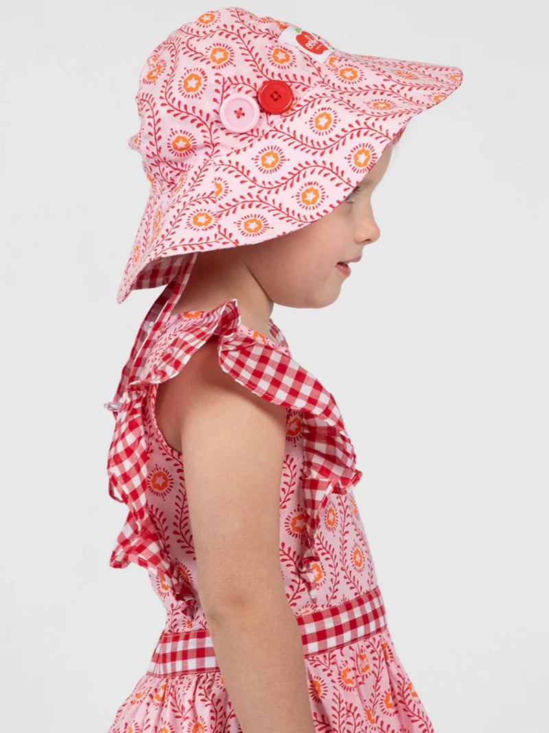 Woodblock Flower Chloe Ponytail Hat